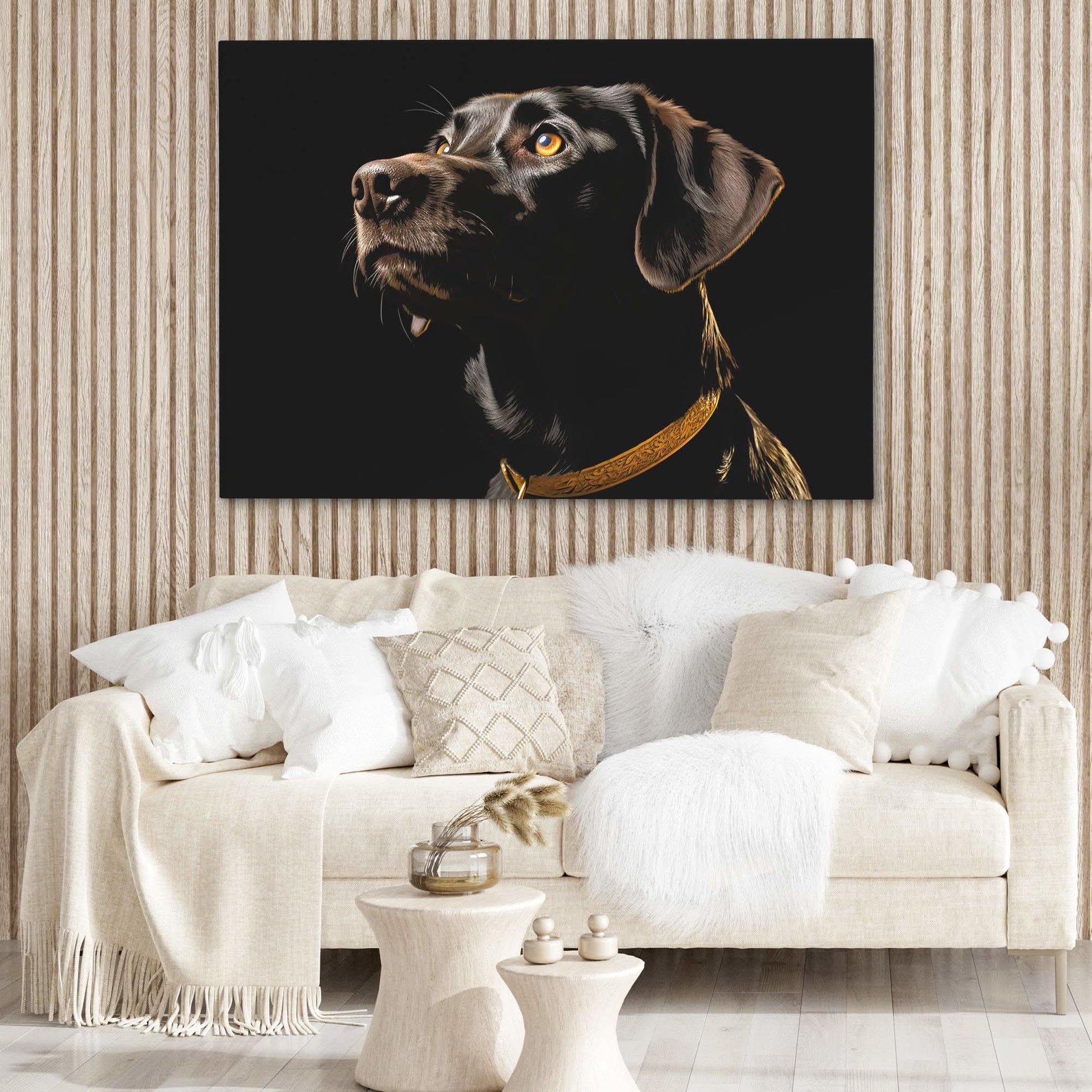Chocolate Gaze - Dog Wall Art in Black Frame