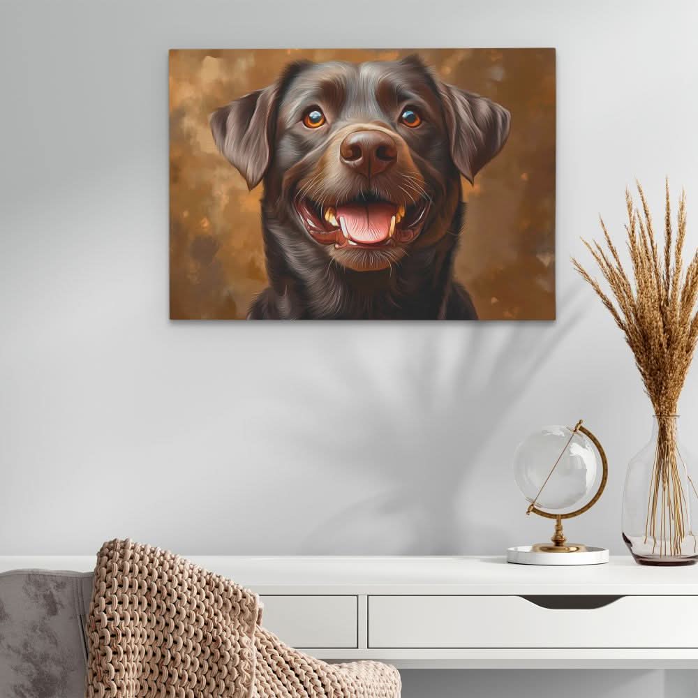 Chocolate Smiles - Chocolate Lab Wall Art in Black Frame