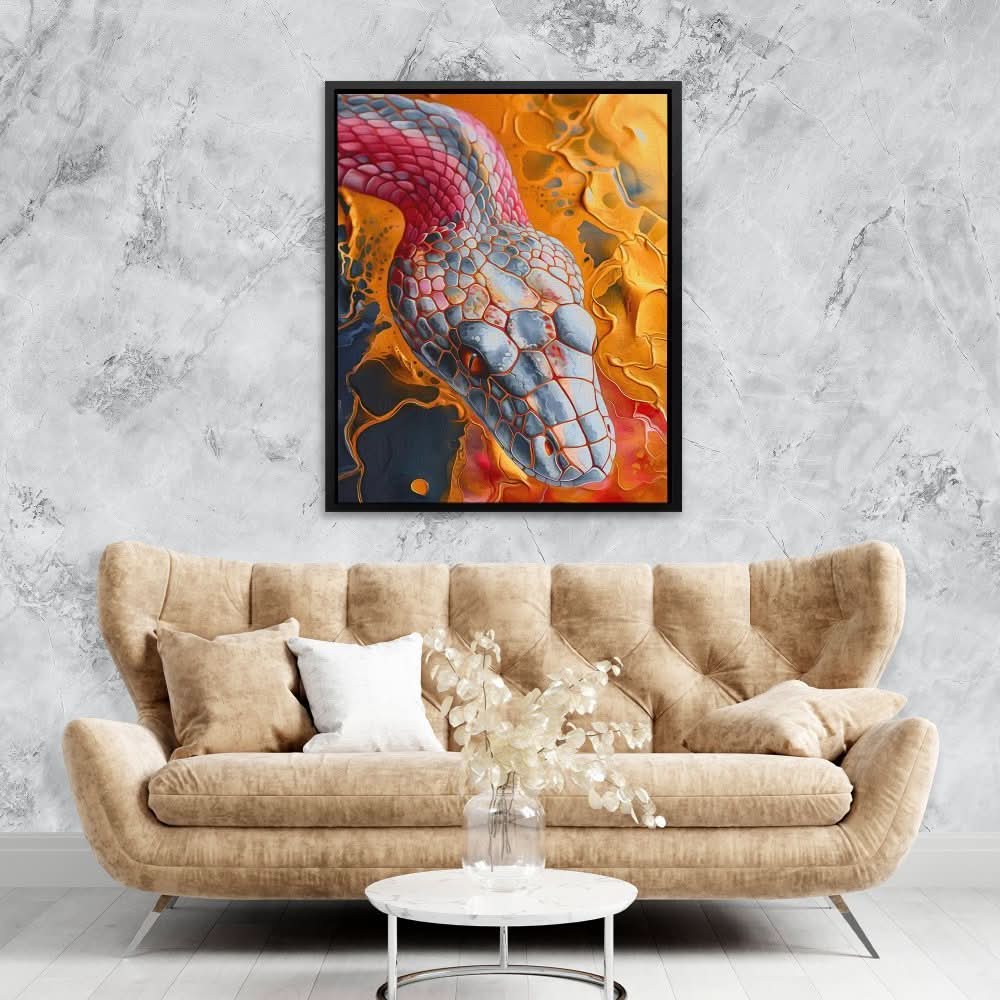 Chromatic Snake - Contemporary Pink Canvas Wall Art