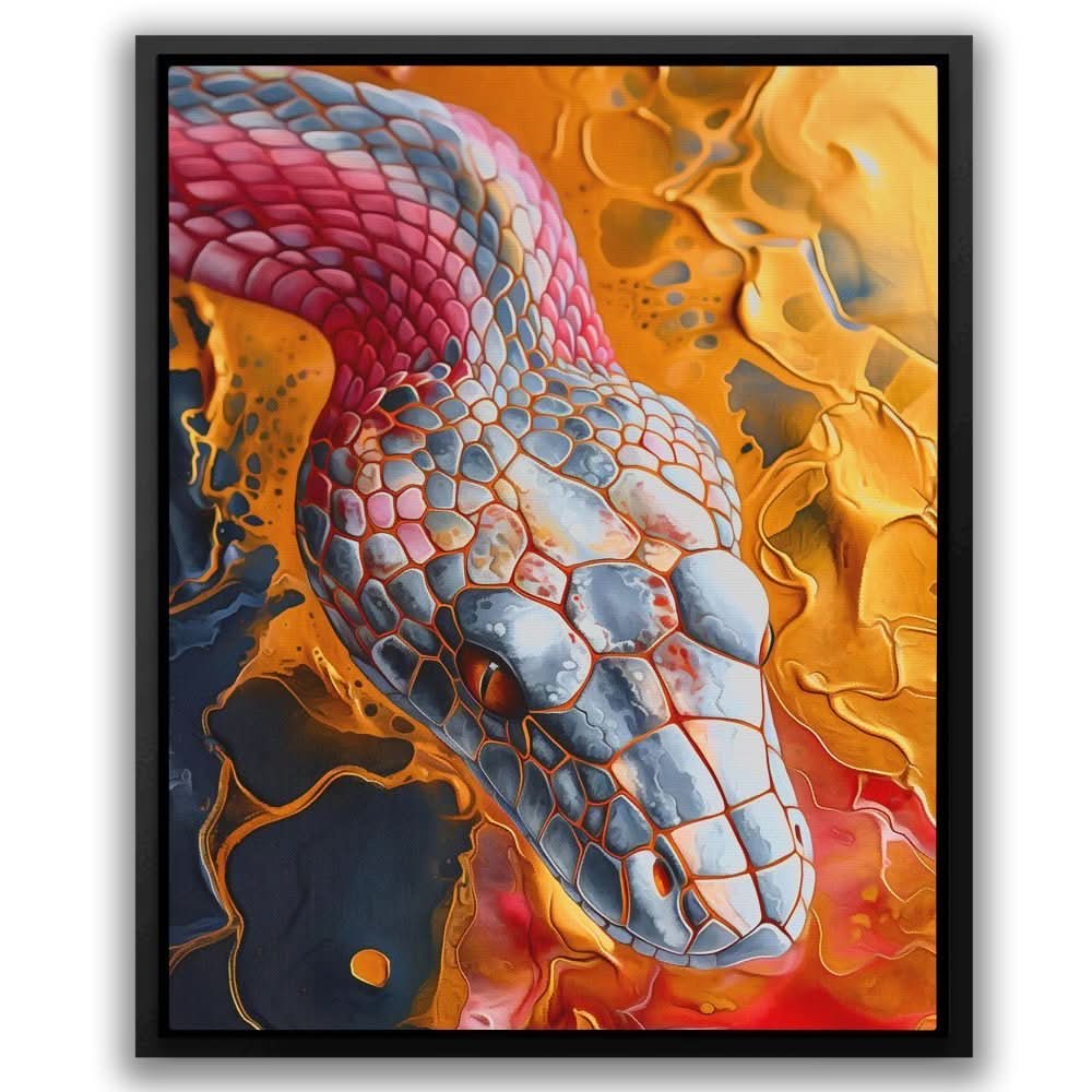 Chromatic Snake - Abstract Wall Art in Black Frame