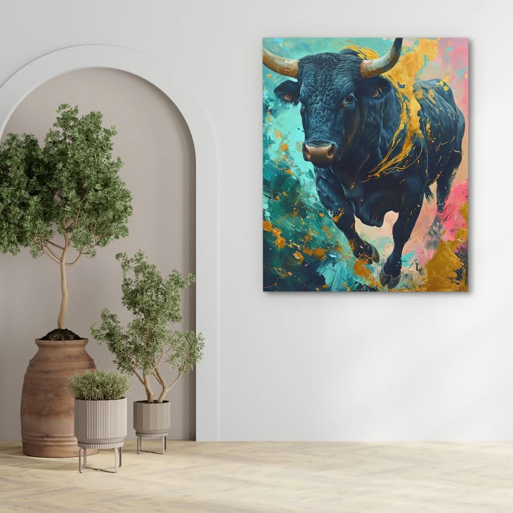 Chromatic Stampede - Wall Art in Black Frame