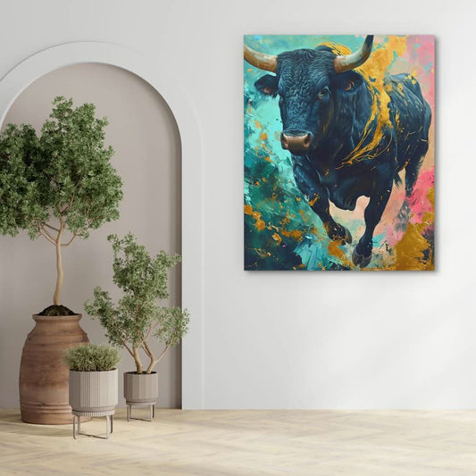 Chromatic Stampede - Wall Art in Black Frame