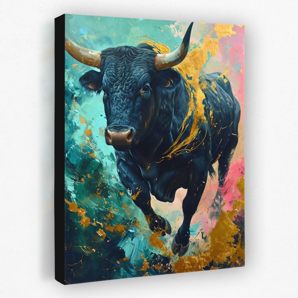 Chromatic Stampede - Animals Canvas Wall Art