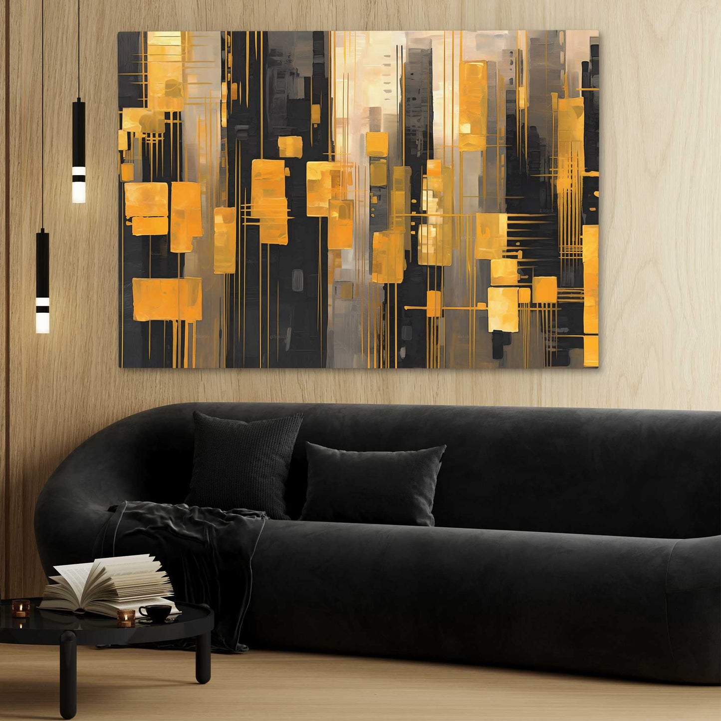 City of Candlesticks - Abstract Wall Art in Black Frame