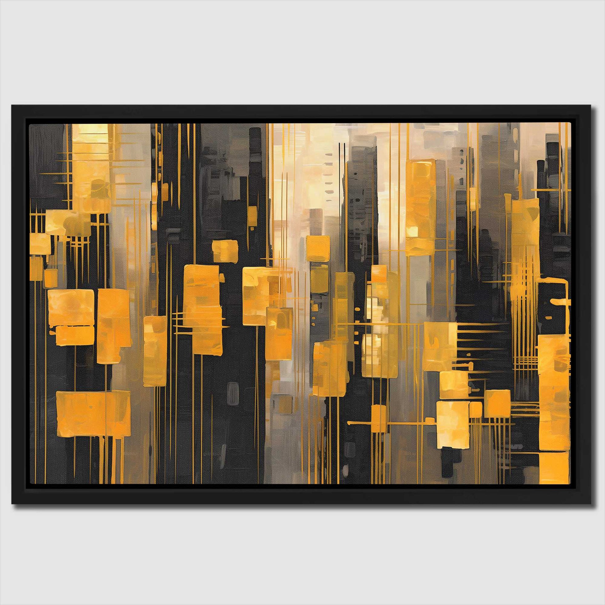 City of Candlesticks - Abstract Black and Gold Canvas Wall Art