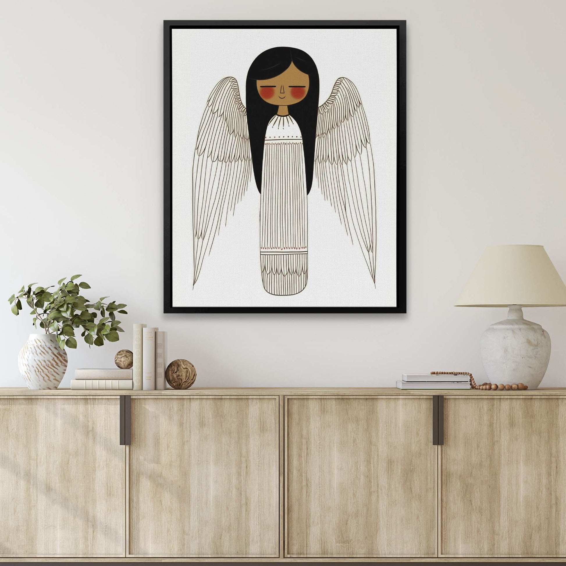 Classic Angel - White Canvas Wall Art