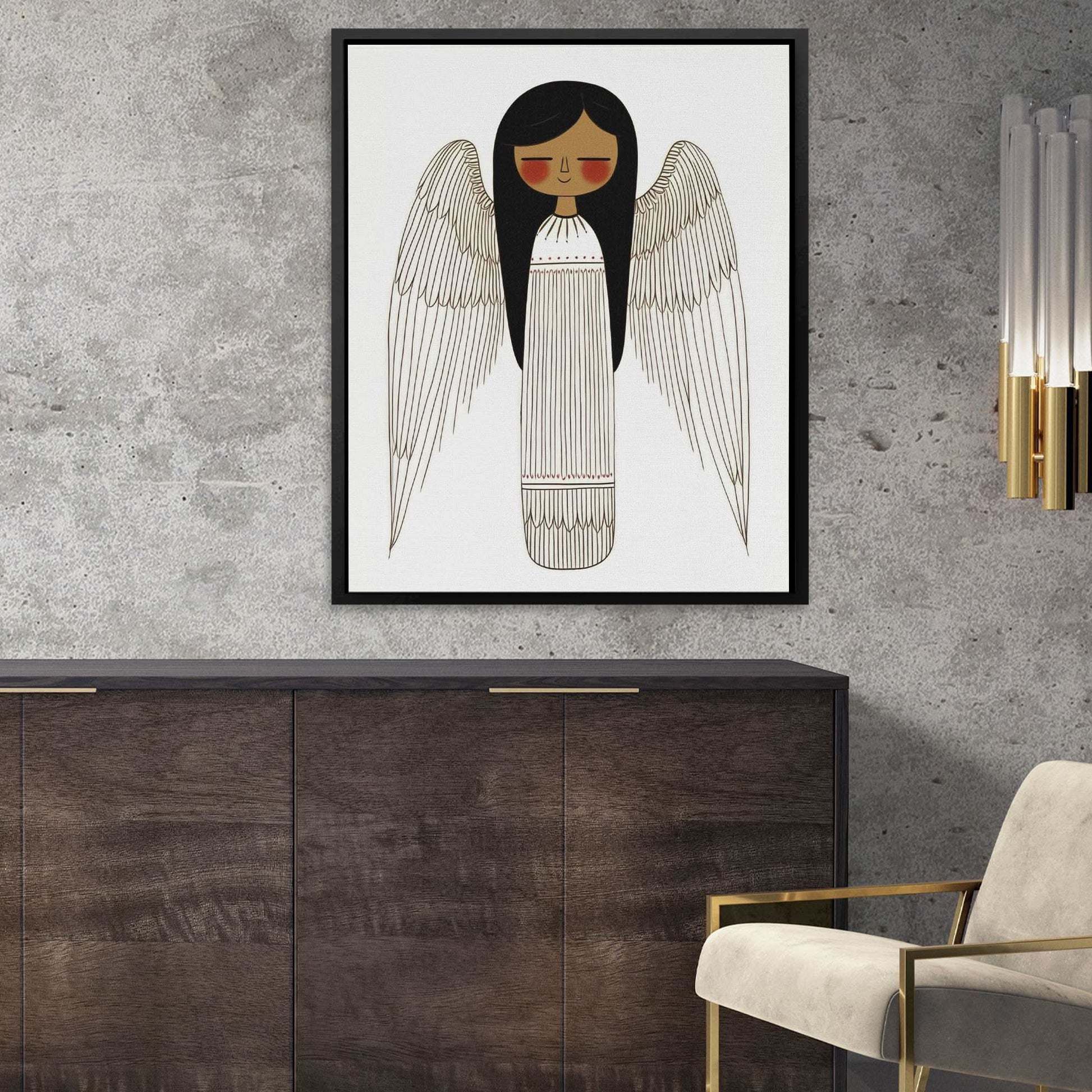 Classic Angel - Religious Wall Art in Black Frame