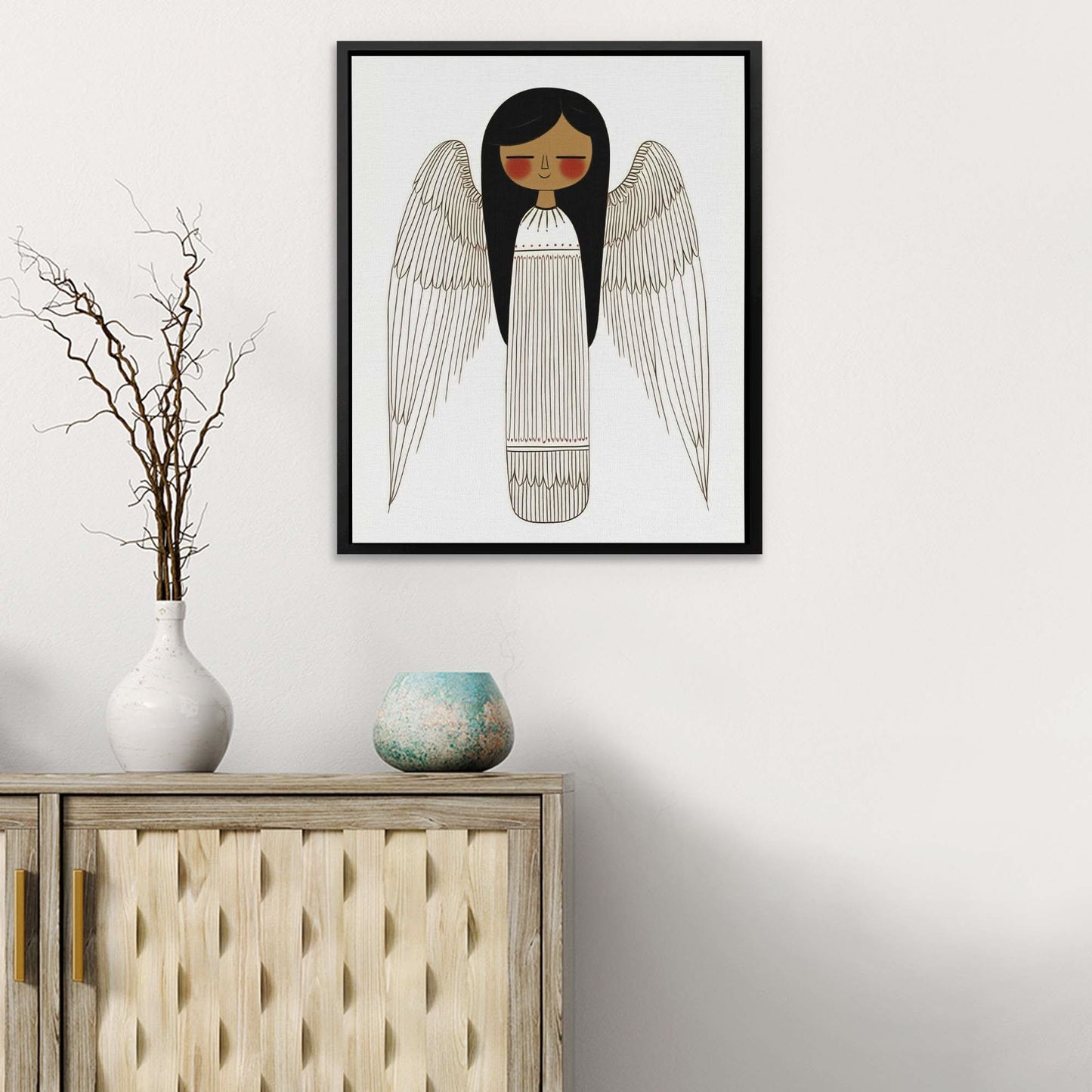 Classic Angel - Wall Art in Black Frame
