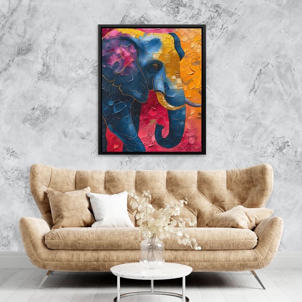 Classic Elephant - Elephant Wall Art in Black Frame