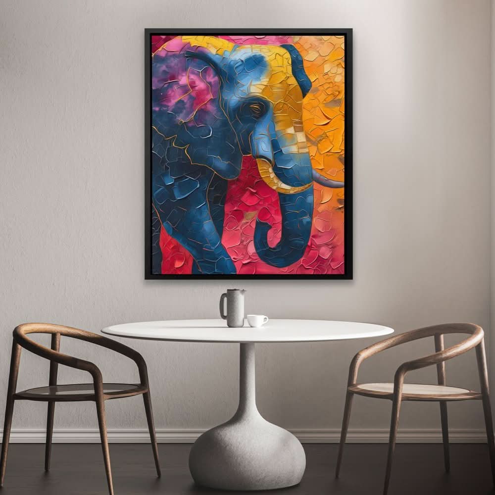 Classic Elephant - Blue Wall Art for Home Office