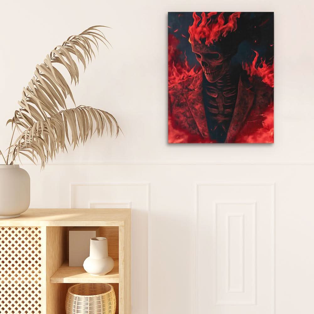 Cloaked Fire - Surrealism Red Canvas Wall Art
