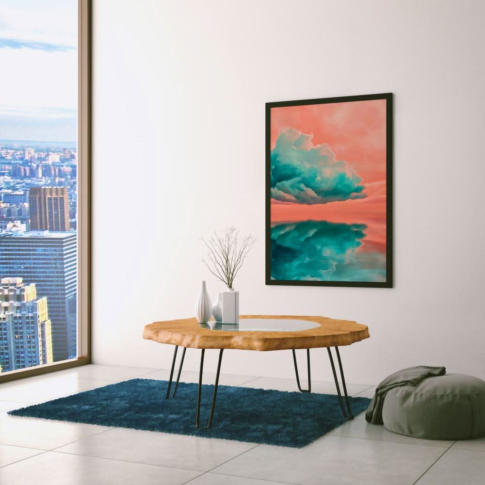 Cloud Mirror - Minimalist Pastel Canvas Wall Art