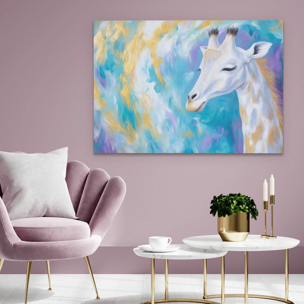 Cloudwalker Giraffe - Blue Wall Art for Women’s Office Art