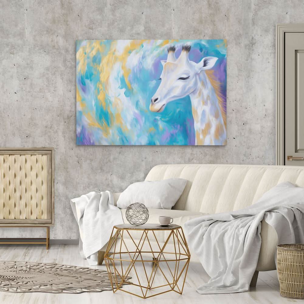 Cloudwalker Giraffe - Blue Giraffe Canvas Print