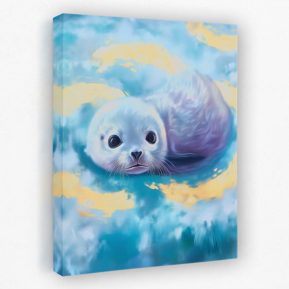 Cloudy Ocean Eyes - Baby Animal Canvas Wall Art