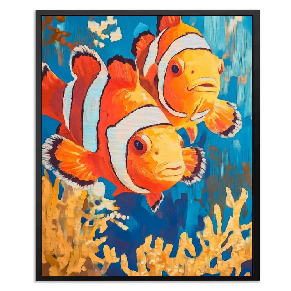 Clownfish Coral Splash - Large Canvas Print