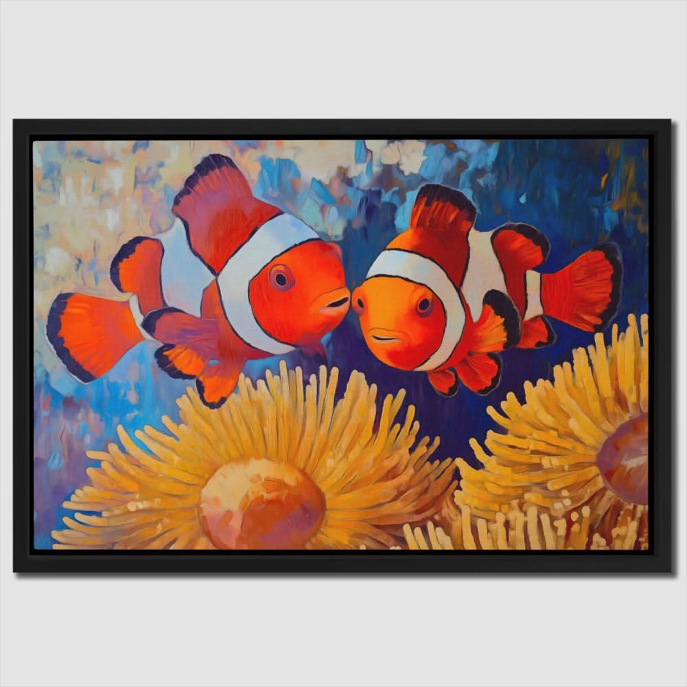 Clownfish Kiss - Beach House Art for Bathroom