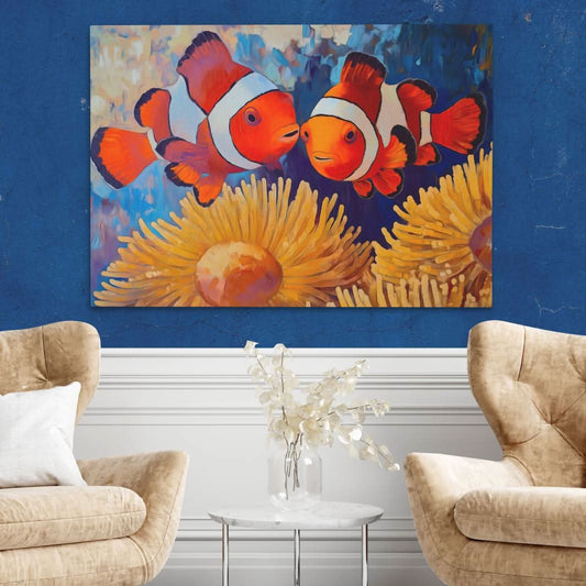 Clownfish Kiss - Wall Art in Black Frame