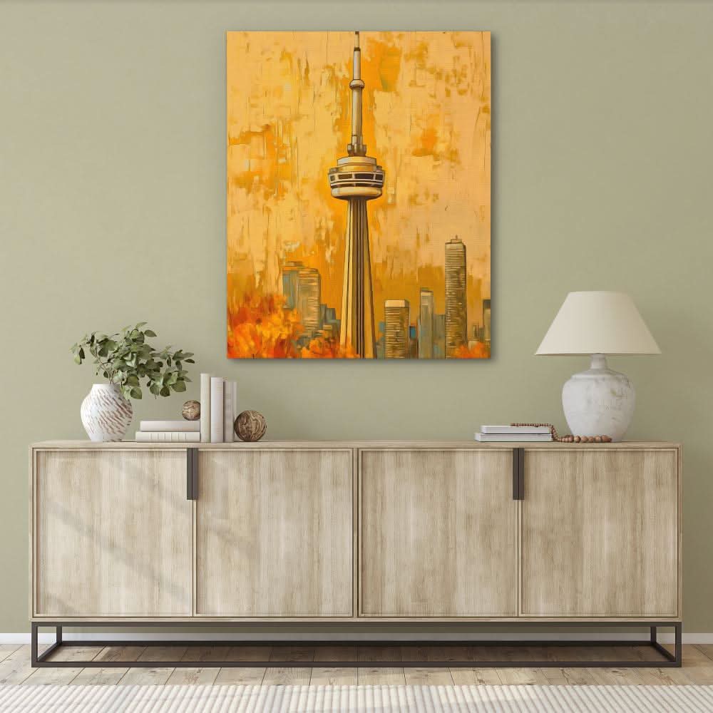 CN Tower in Fall Colors - Wall Art in Black Frame