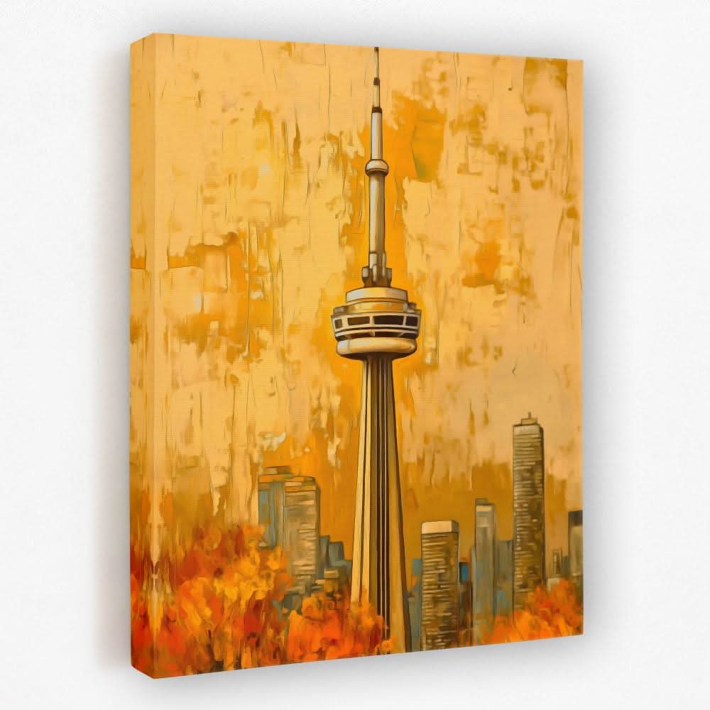 CN Tower in Fall Colors - Architecture Canvas Wall Art