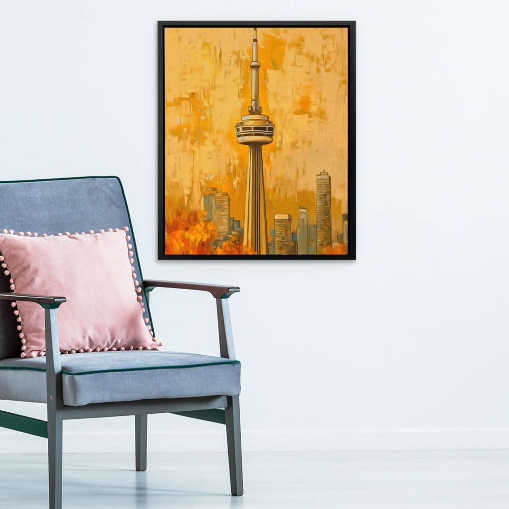 CN Tower in Fall Colors - Brown Wall Art for Living Room