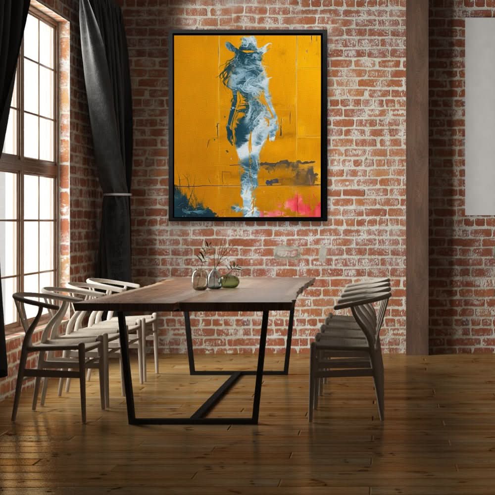 Coastal Cow Girl - Country Wall Art in Black Frame