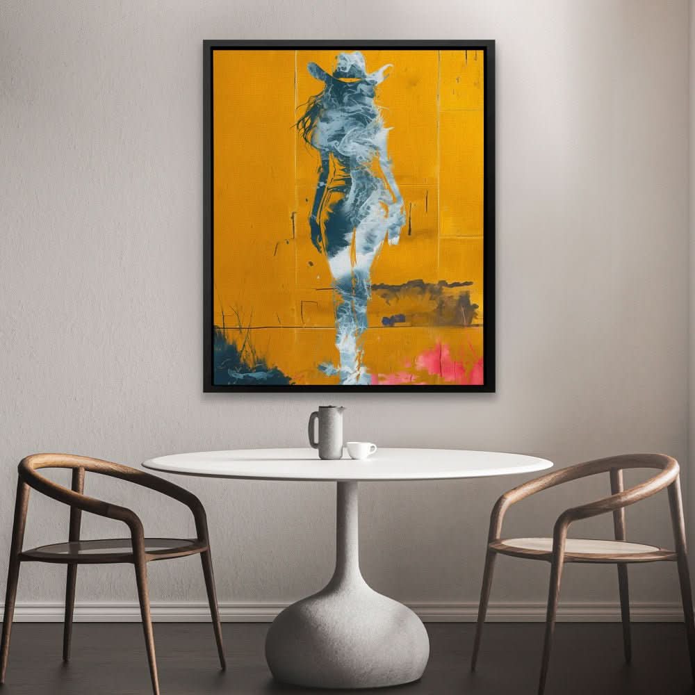 Coastal Cow Girl - Abstract Gold Canvas Wall Art