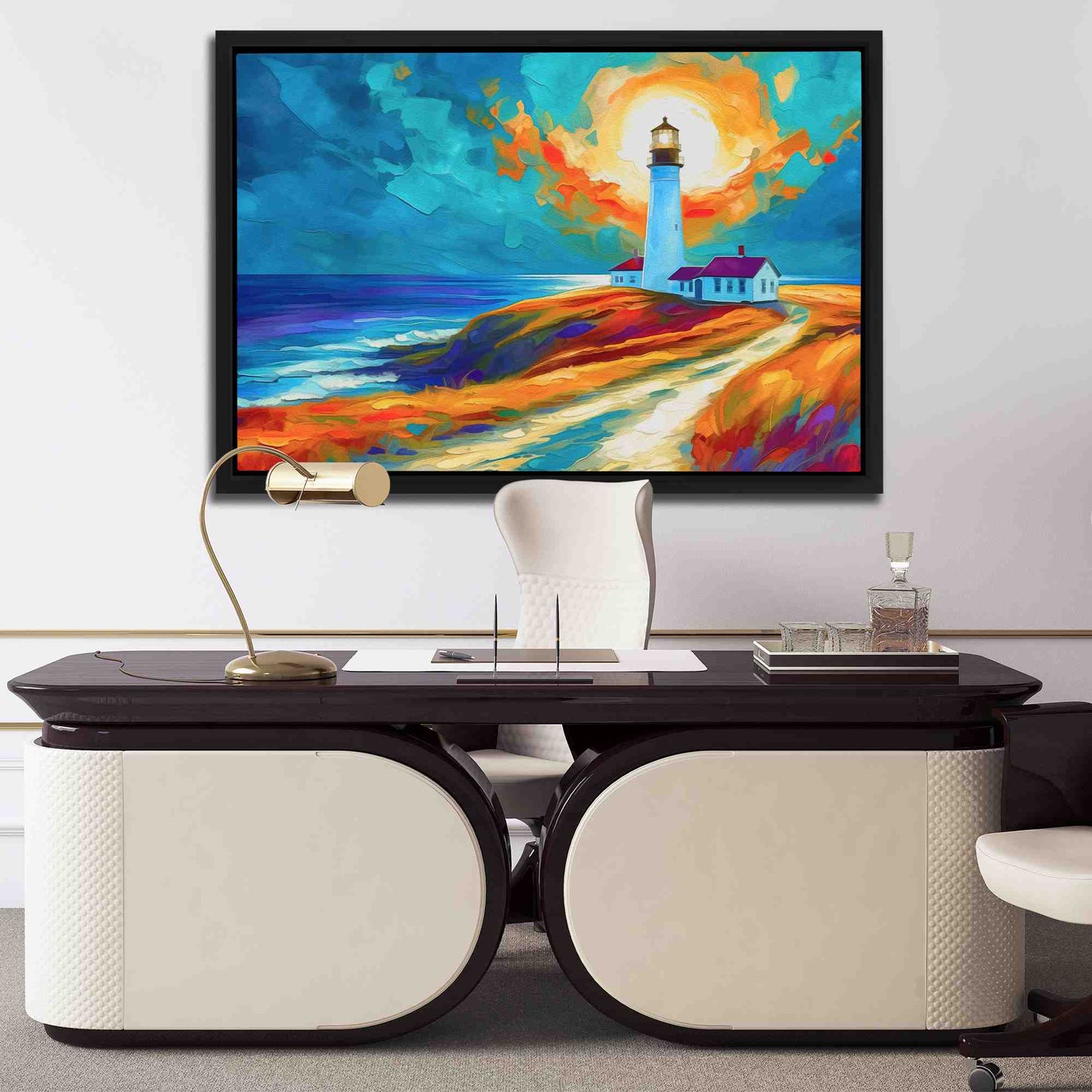 Coastal Guide - Surrealism Blue Canvas Wall Art