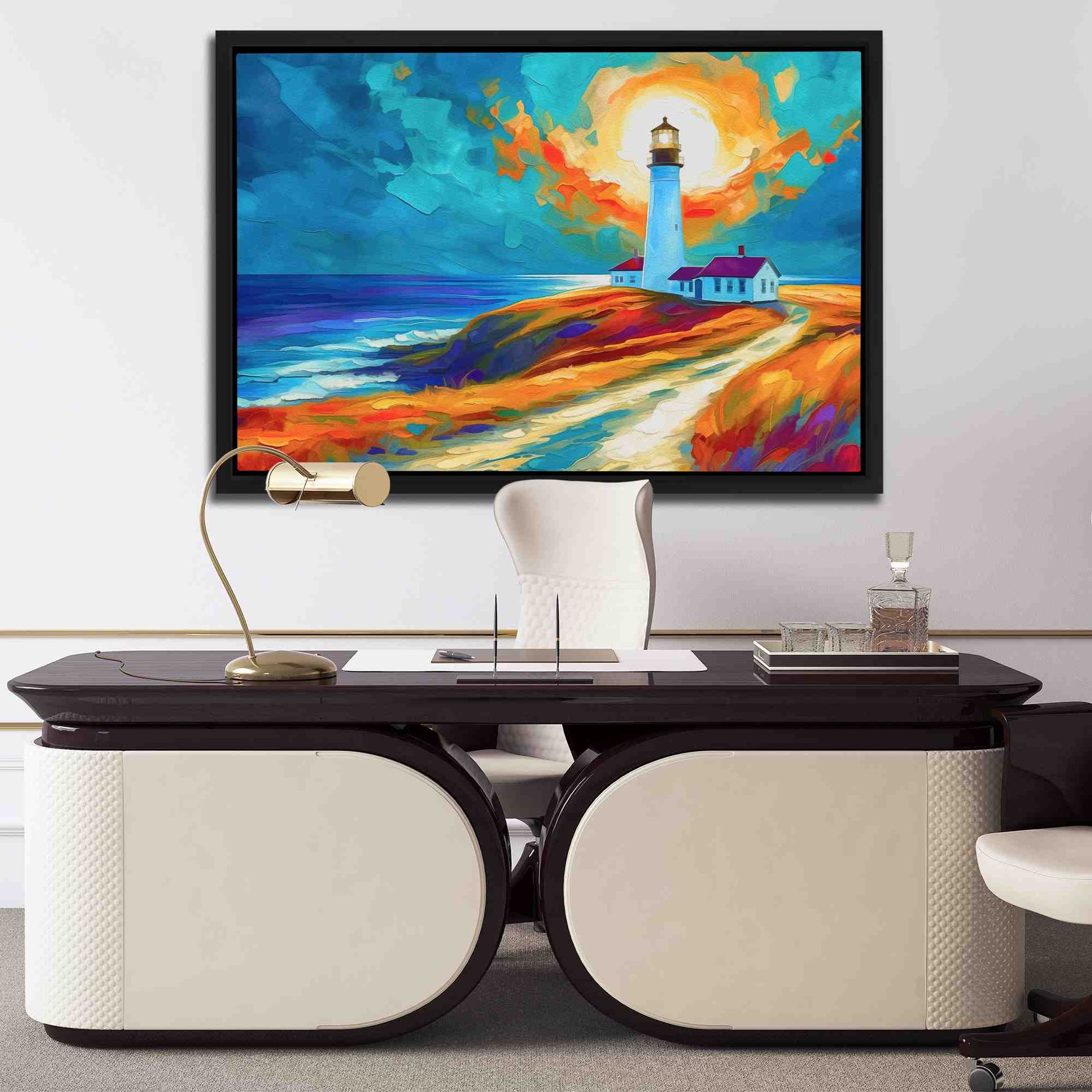 Coastal Guide - Surrealism Blue Canvas Wall Art
