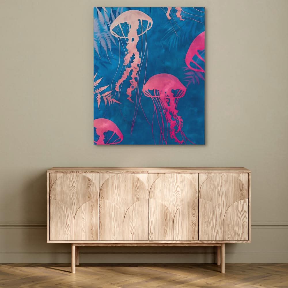 Coastal Jellies - Blue Coastal Canvas Print