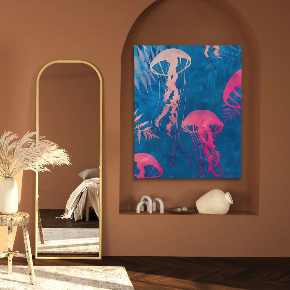 Coastal Jellies - Blue Canvas Wall Art