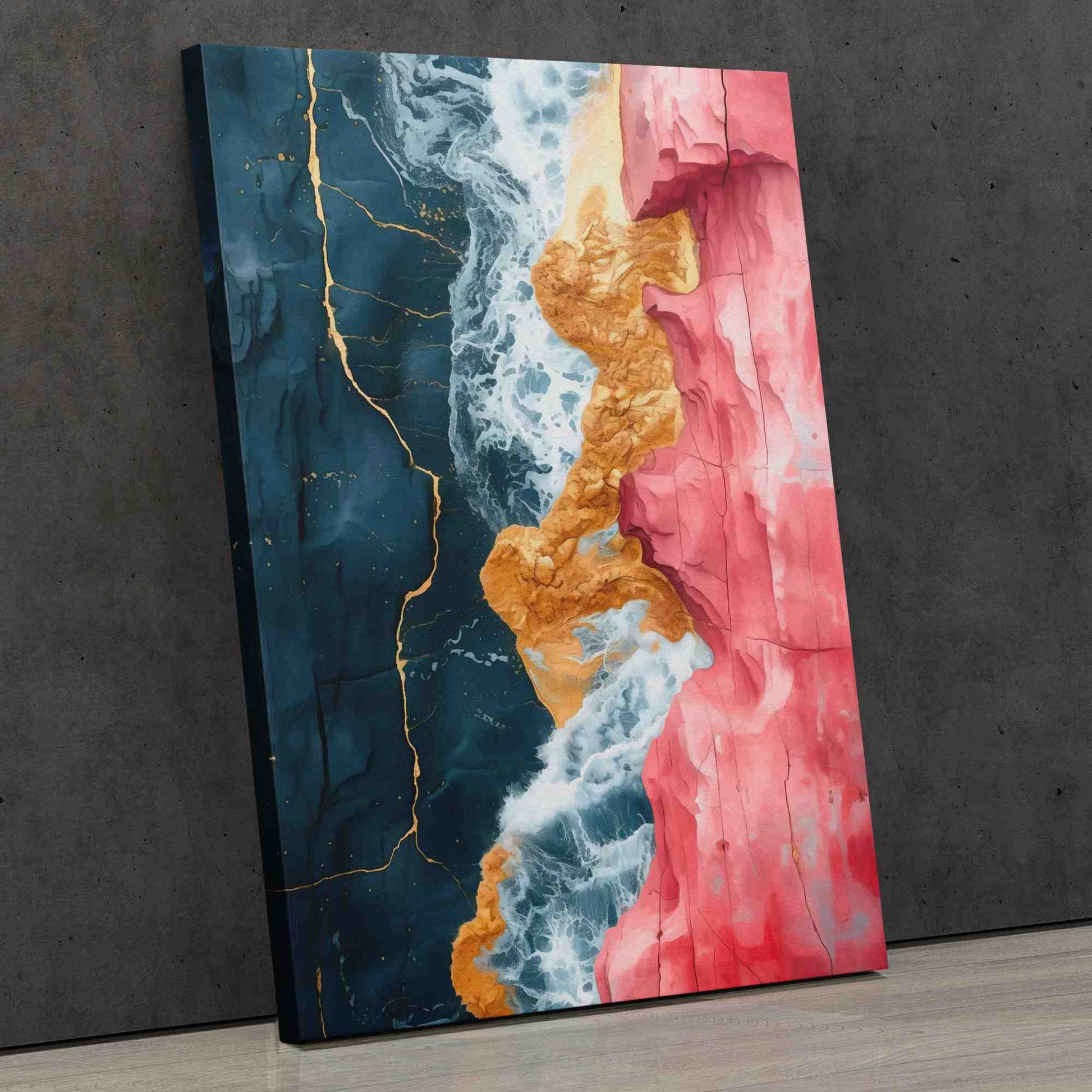 Coastal Layers - Cliff Wall Art in Black Frame