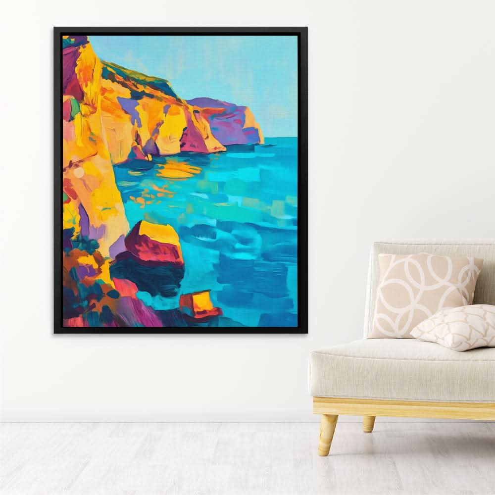 Coastal Sunset Rocks - Colorful Canvas Wall Art