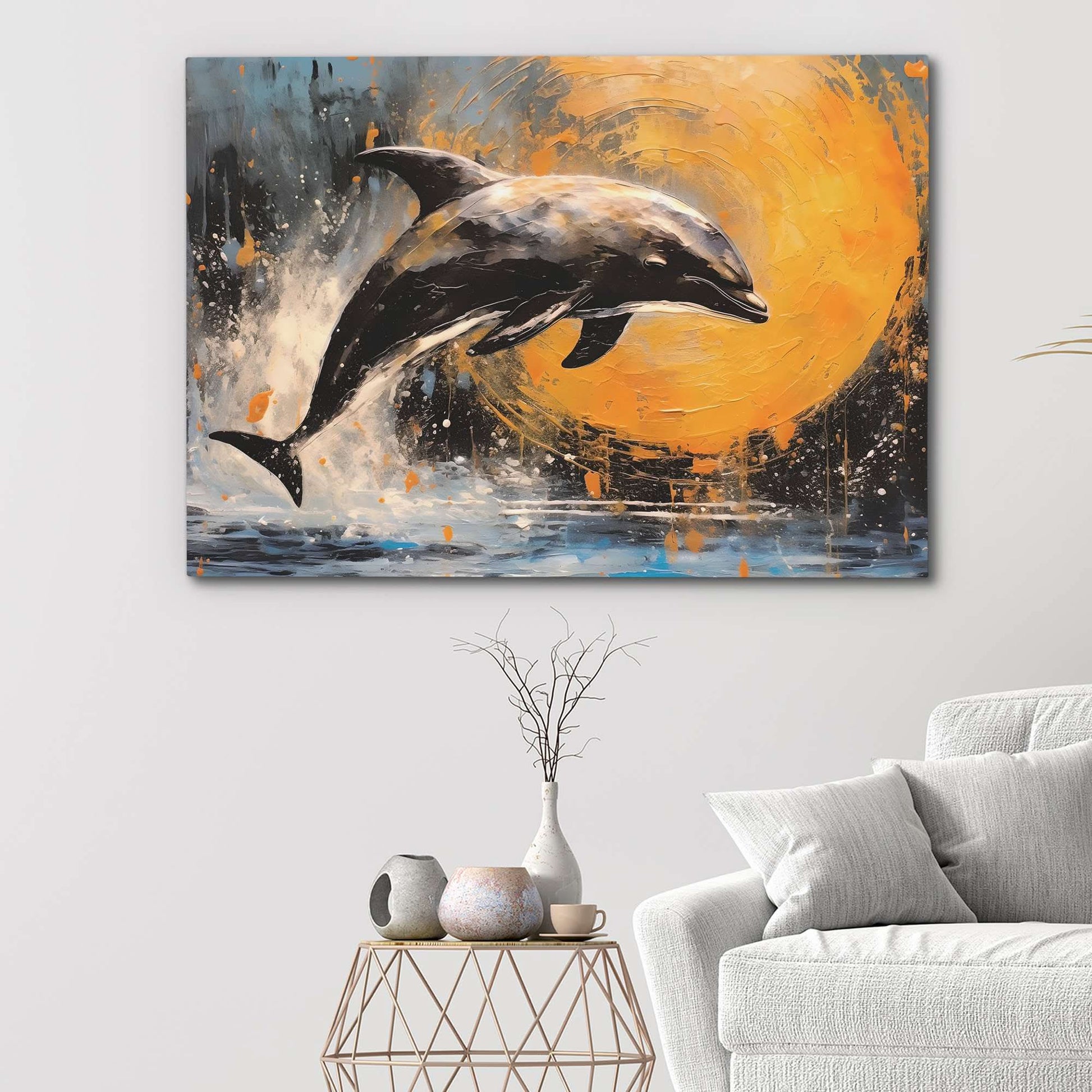 Coastal Wonders - Black Dolphin Canvas Print