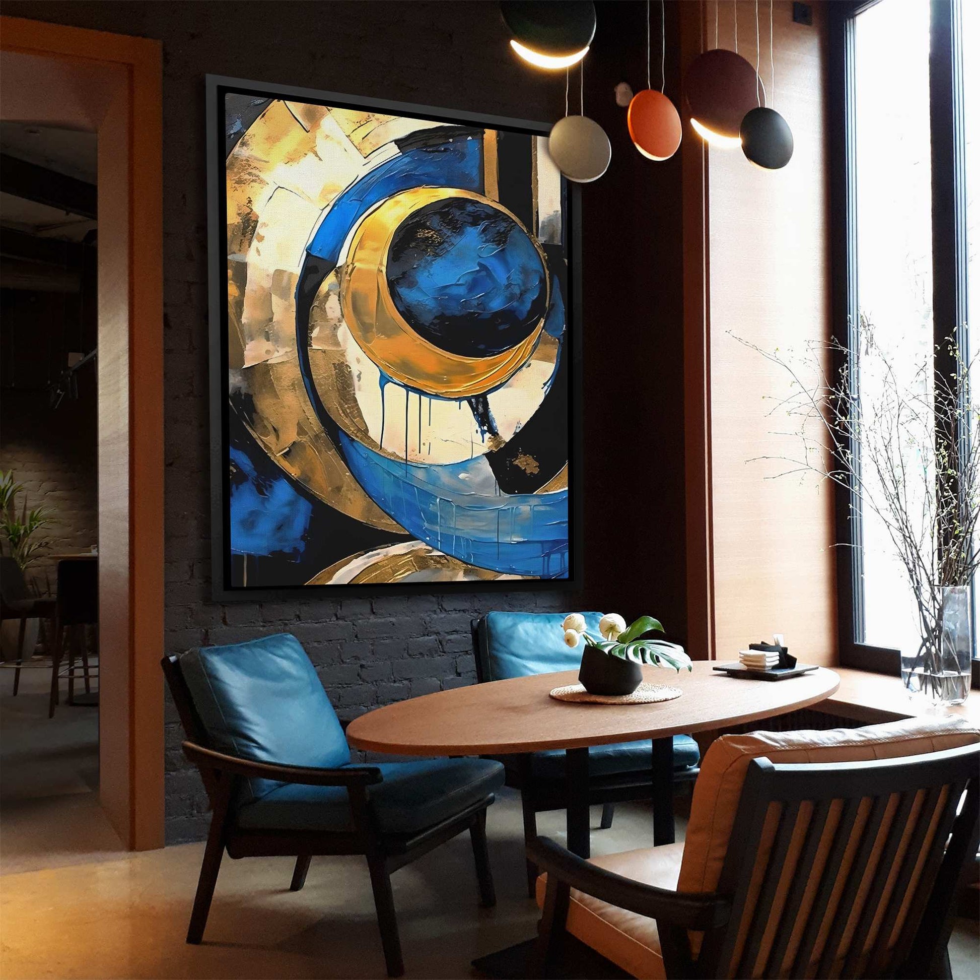 Cobalt Luxe - Oversized Black White Blue Canvas Wall Art