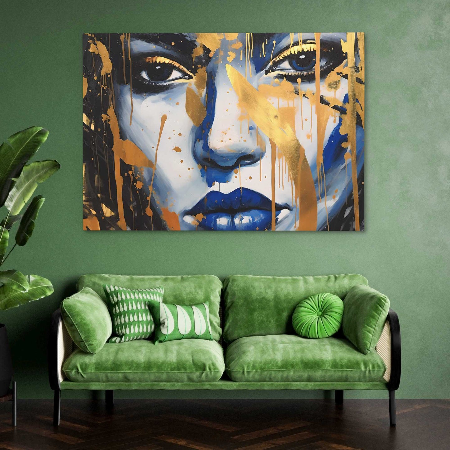 Cobalt Serenity - Female Wall Art in Black Frame