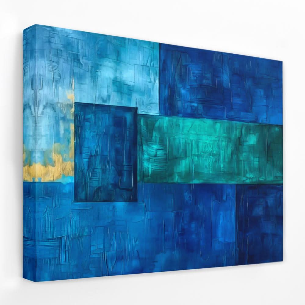 Cobalt Shapes - Navy Blue Canvas Wall Art