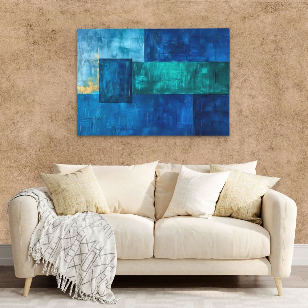 Cobalt Shapes - Large Abstract Canvas Print