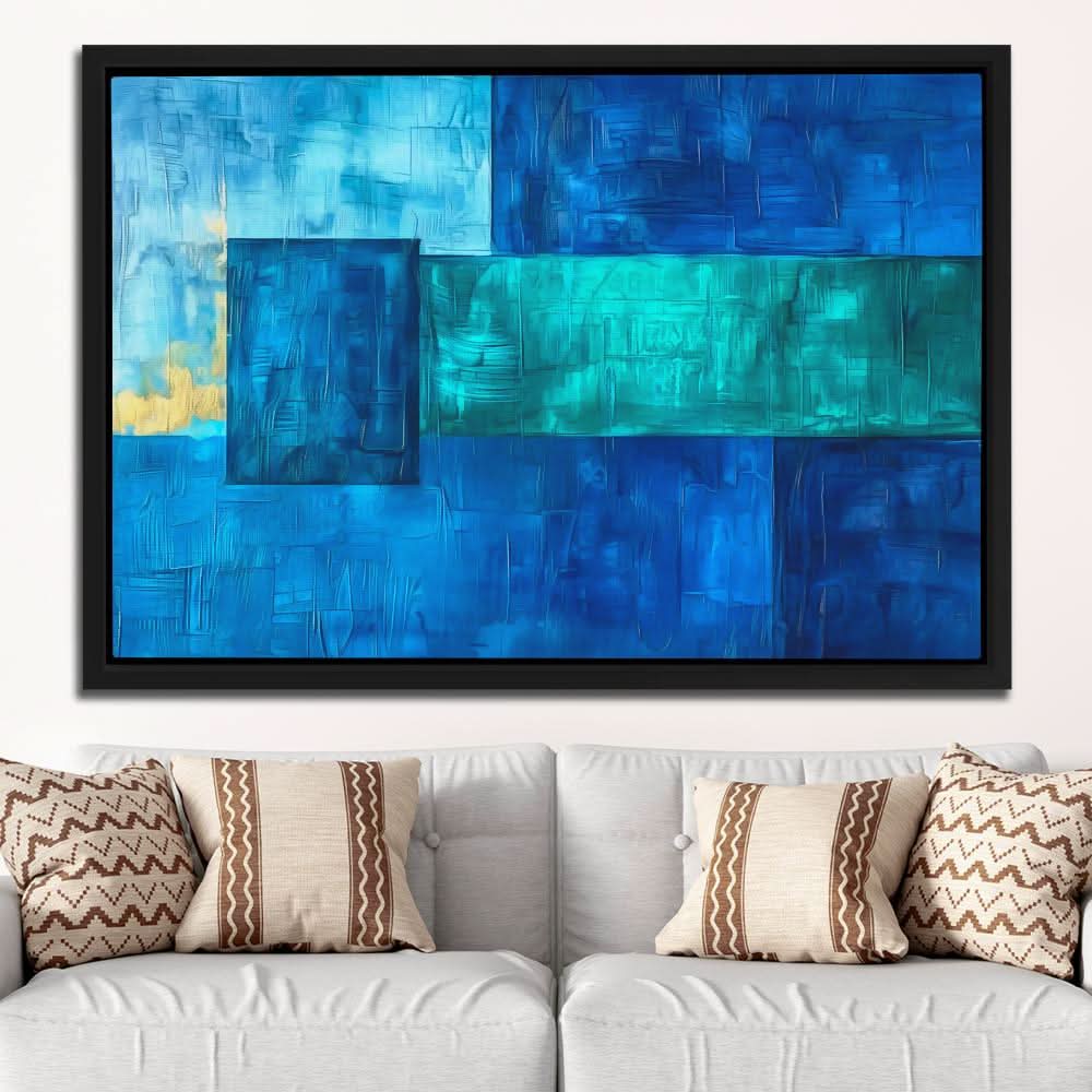 Cobalt Shapes - Navy Blue Art for Bathroom