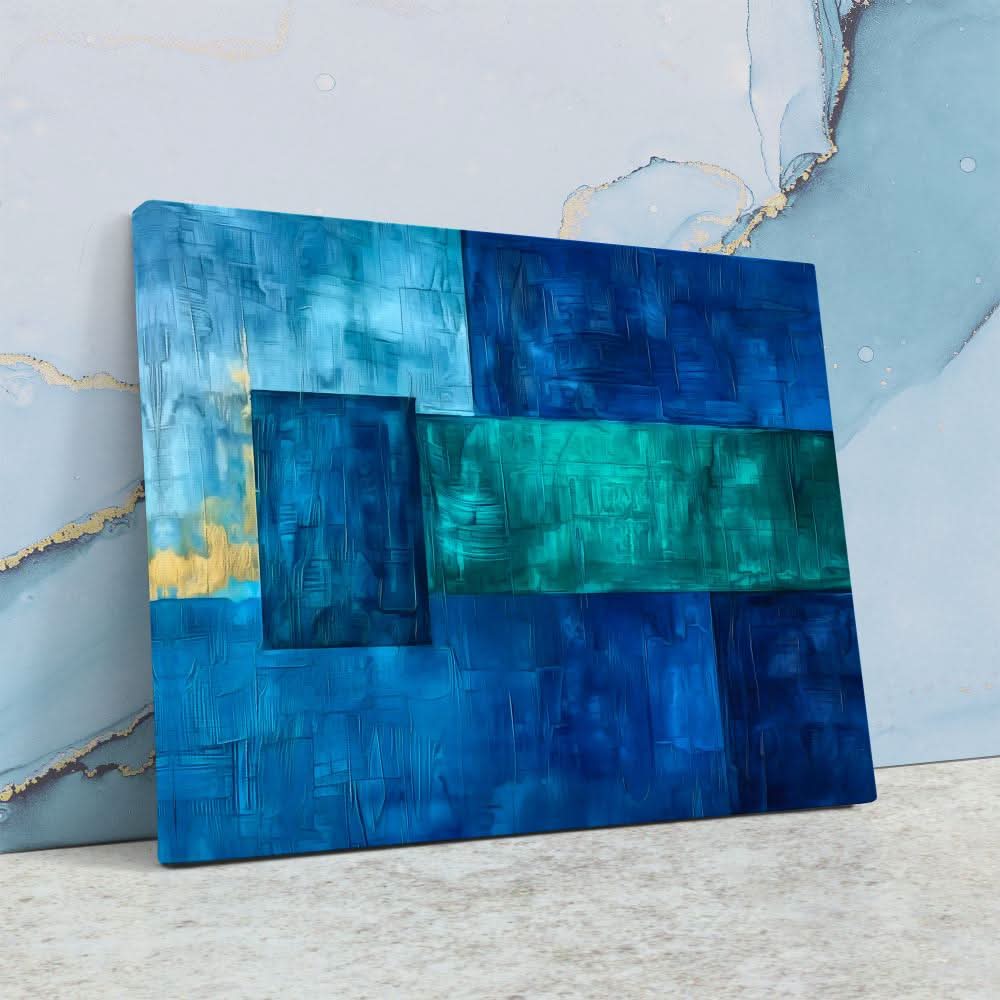 Cobalt Shapes - Abstract Wall Art in Black Frame