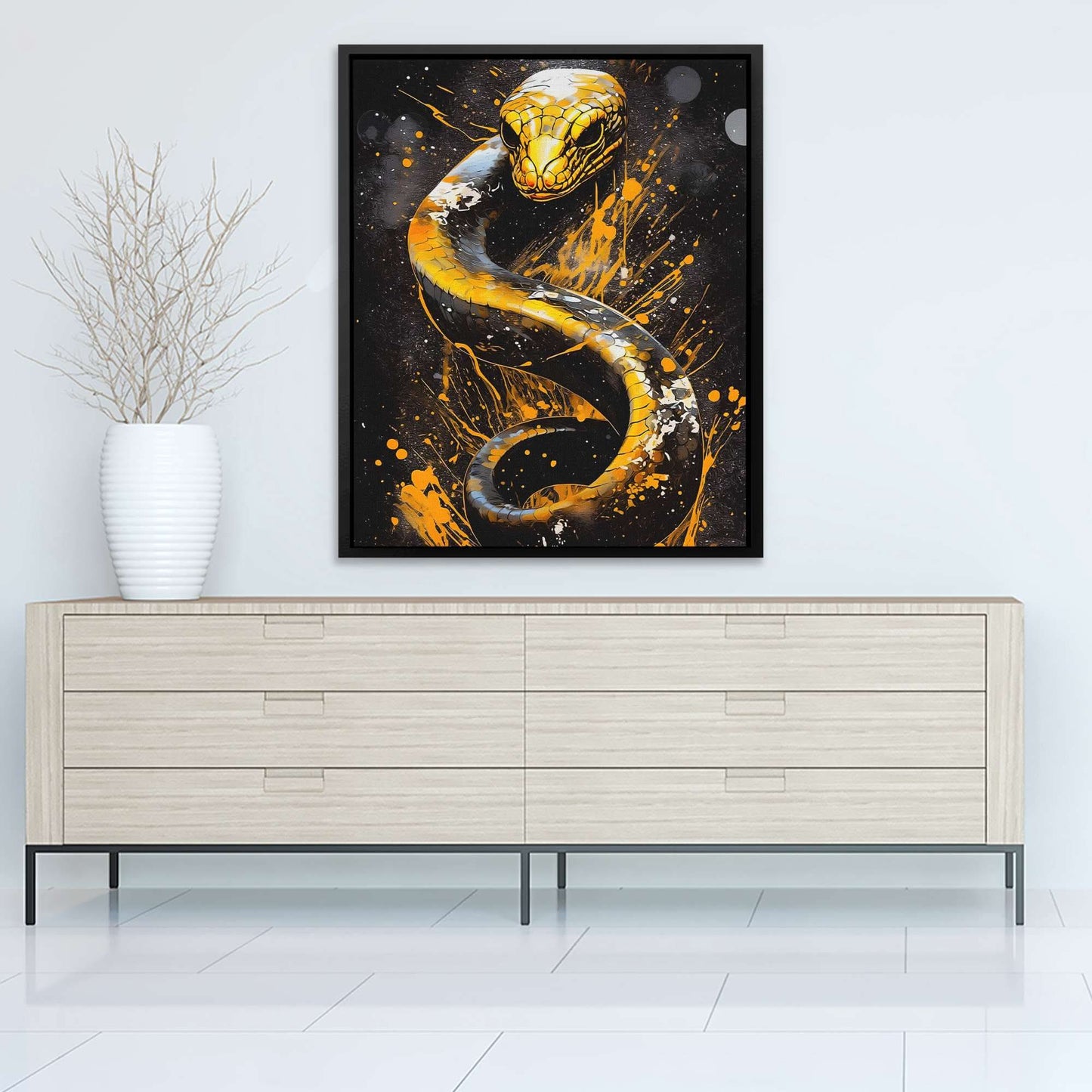Cobra Shadows - Cobra Wall Art in Black Frame