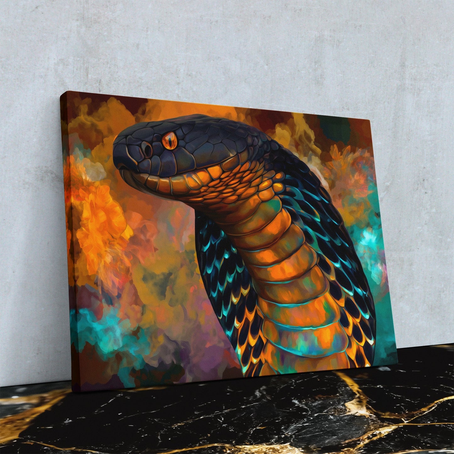 Cobras Teal Fire - Luxury Wall Art