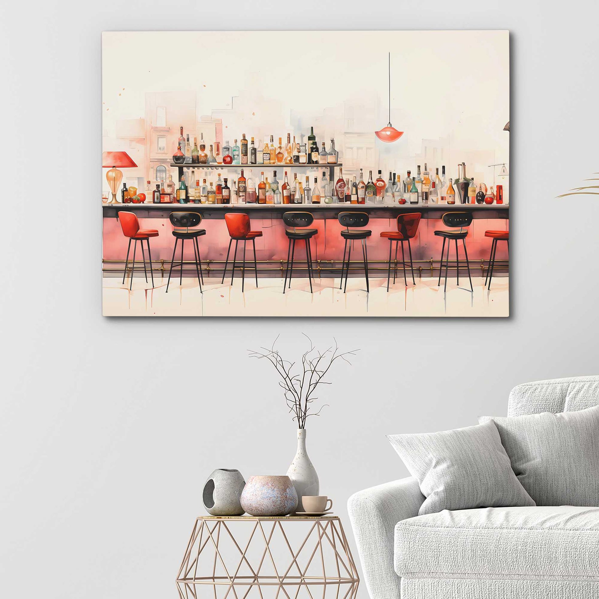 Cocktail Chronicles - Watercolor Pink Canvas Wall Art