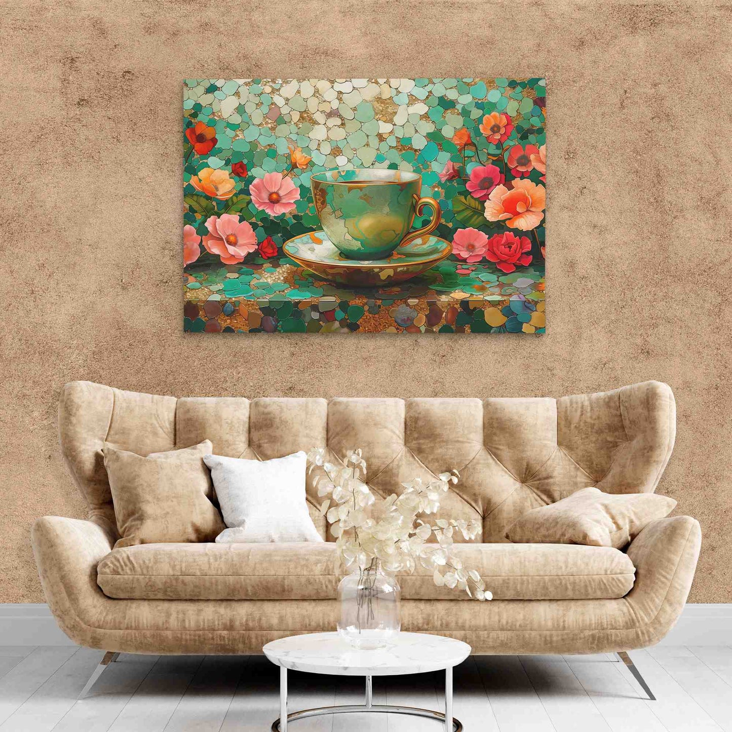 Coffee and Florals - Coffee Wall Art in Black Frame