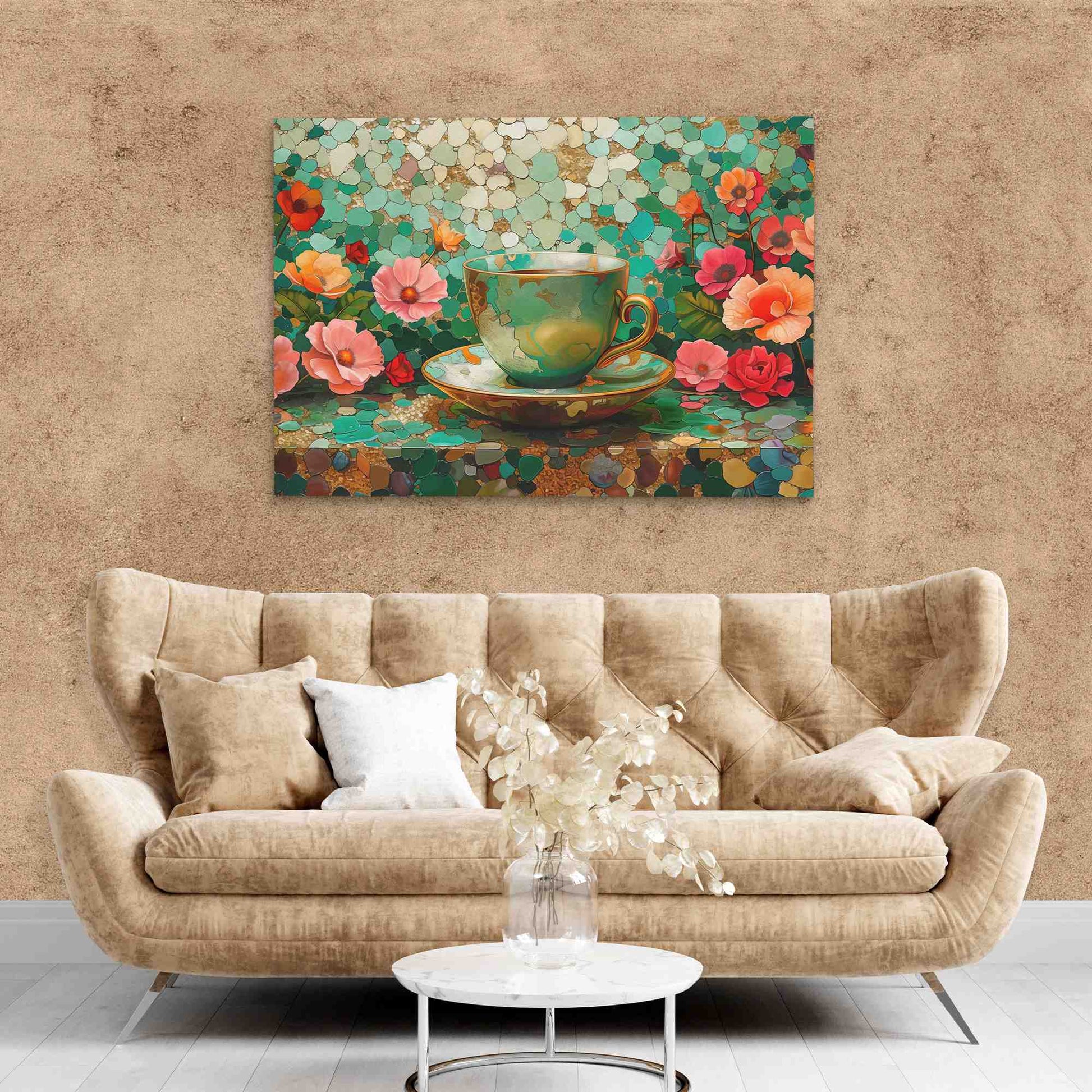 Coffee and Florals - Coffee Wall Art in Black Frame
