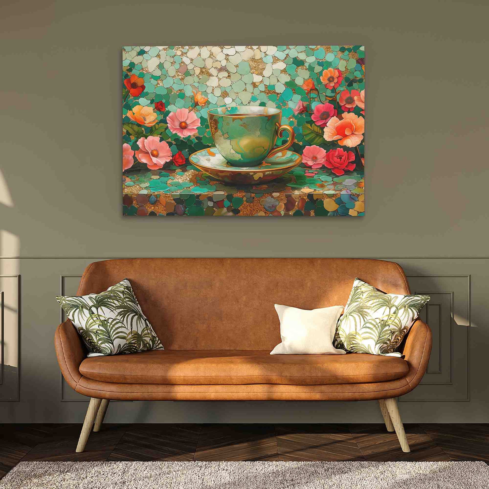 Coffee and Florals - Green Wall Art