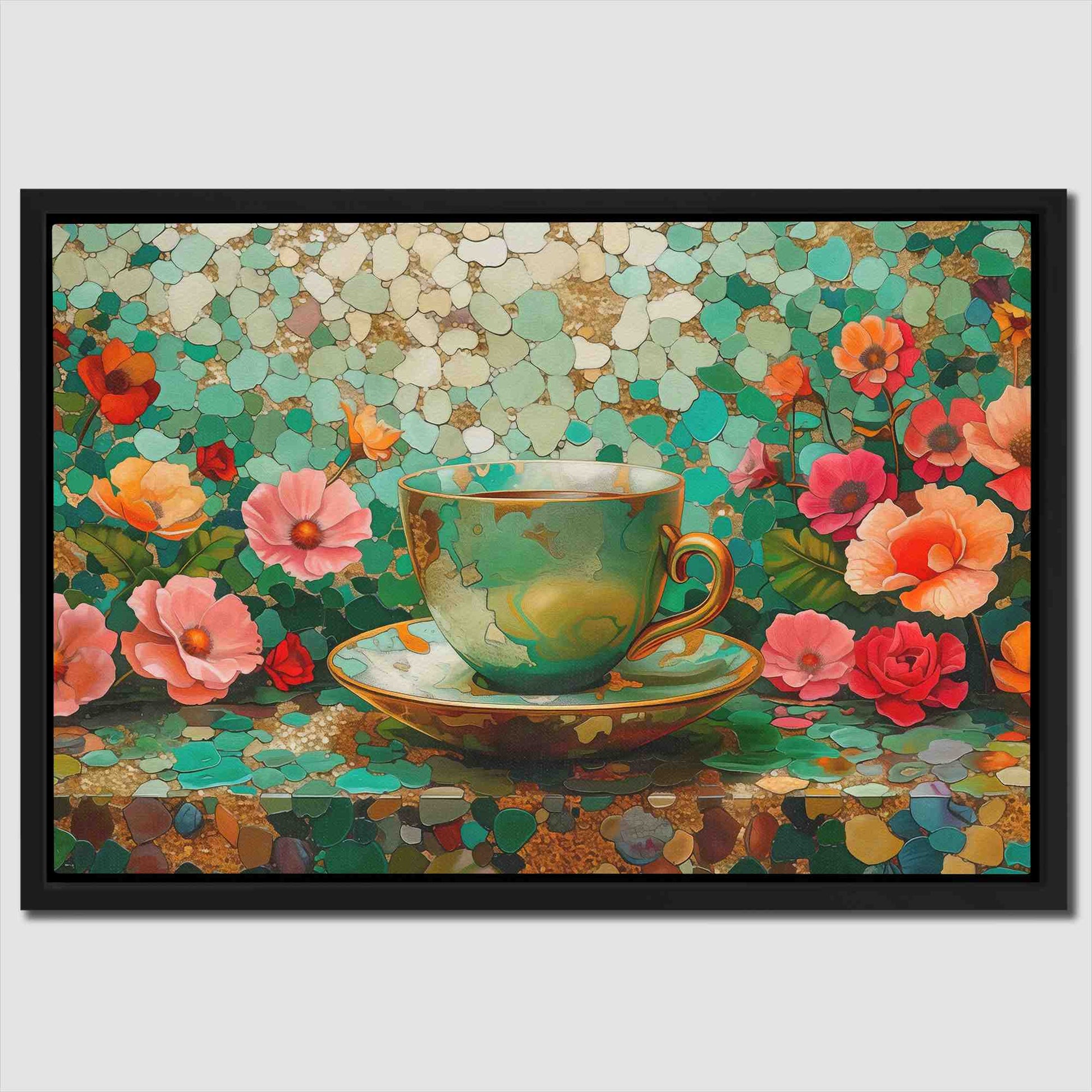 Coffee and Florals - Green Coffee Canvas Print
