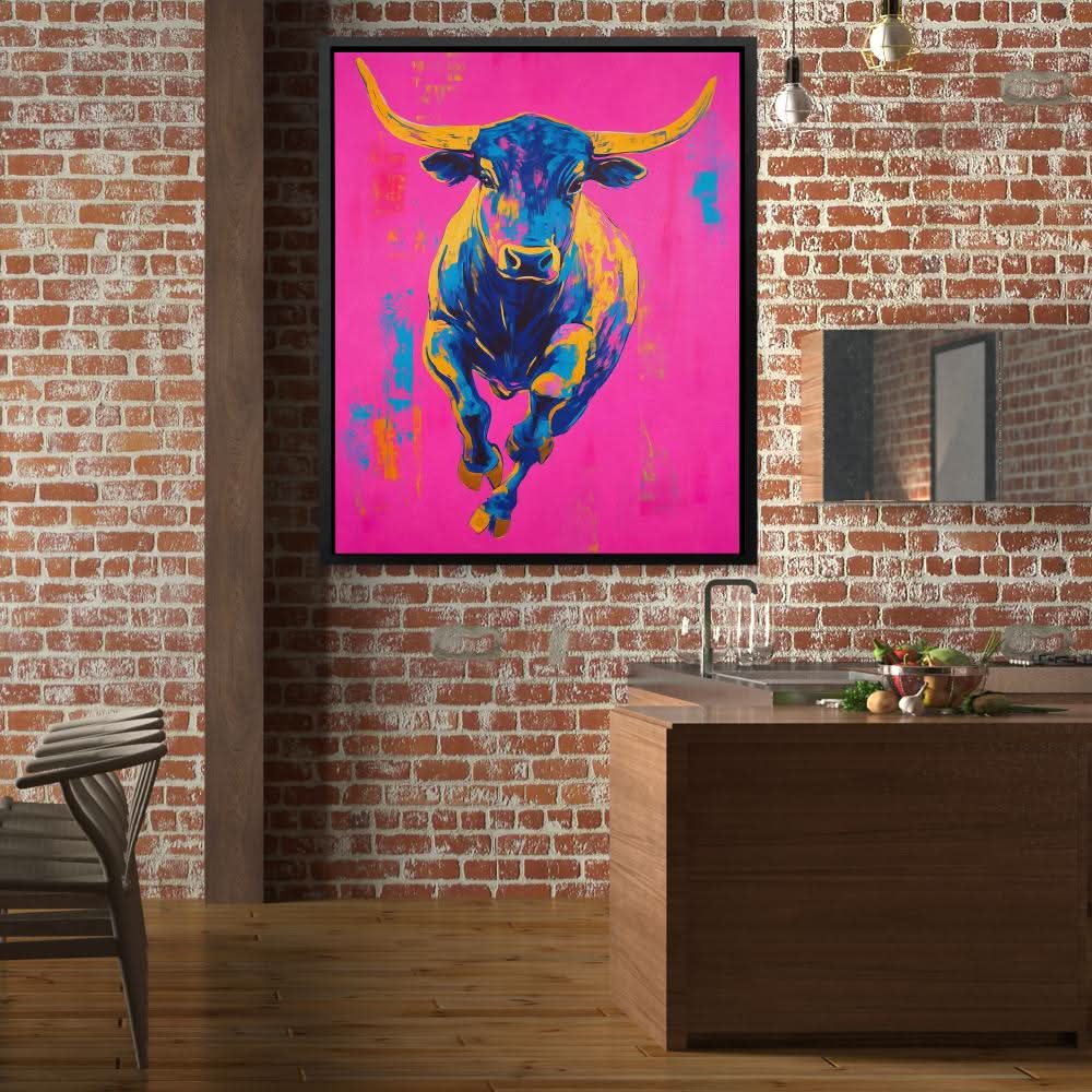 Color Burst Bull - Bull Art for Lounge