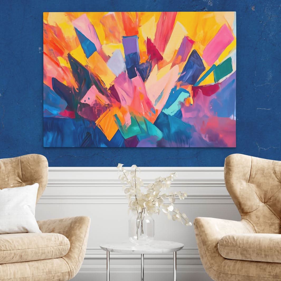Colorful Abstract Crown - Abstract Wall Art in Black Frame