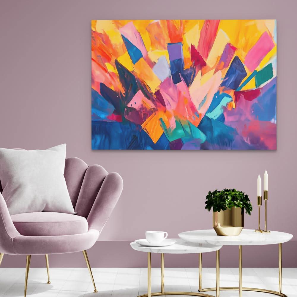 Colorful Abstract Crown - Blue Wall Art for Living Room